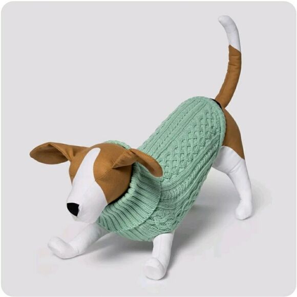 Cable Knit Turtleneck Dog Sweater - Boots & Barkley New with Tags Green - Picture 1 of 7